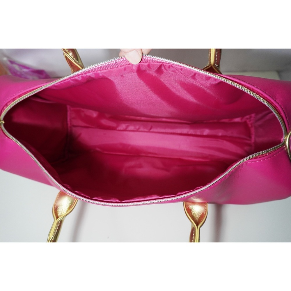 Juicy Couture Pink Velour Faux Leather Barbiecore Hand Bag Gold Trim w/ J Charm - Picture 9 of 10